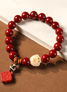 2024年新款好运紫金砂圆珠单圈红梅报喜五福临门气质单圈猫爪手链