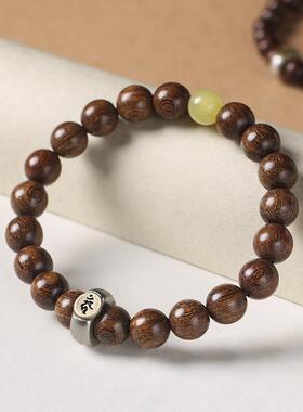 原创原木绿檀/金丝檀木文艺复古本命佛搭气质男女情侣乱简约手串
