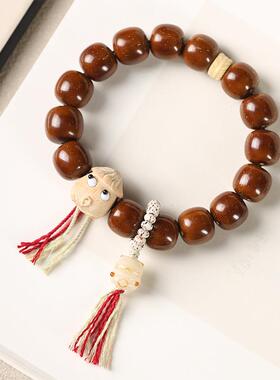森系文艺原创手作 财源紫金鼠文玩老型珠实心竹嘟嘴蘑菇蟾绳手链