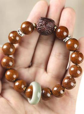 原生态精品紫金鼠光珠菩提子高油高密愤怒河豚男女情侣款念珠手串