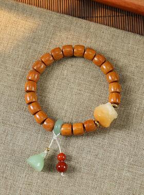 黄油贡木DIY编制文艺气质手链女【两世欢】瑞兽醒狮单圈穗子手链