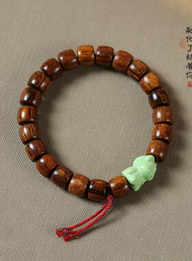 国潮素雅小清新男女情侣款软萌小熊巴布亚贡木桶珠单圈民族风手链