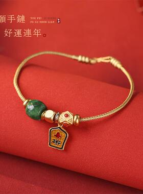 复古典雅气质女款干青转运珠 【时来转运】万能手链福莲吊牌手链