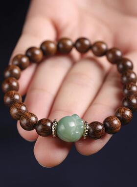 创意金丝檀念珠单圈手治愈呆萌小猫爪萌系手链简约复古小松果手链