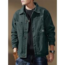 Ylang Cool Tooling Jacket Male Fall Loose Denim Jacket Mens Trend Retro Hunting Pure Cotton Casual Outerwear