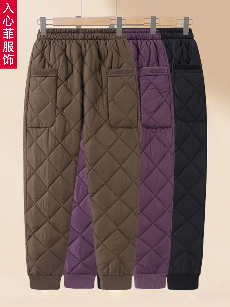 中老年女棉裤2025秋冬新款松紧腰夹棉保暖休闲裤妈妈装高腰小脚裤,淘宝优惠券,粉丝福利购,淘宝优惠卷