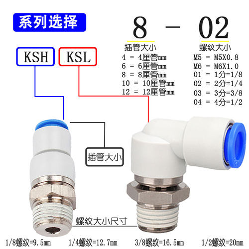 SMC型高速旋转接头KSH360度气动气管接头KSL4/6/8/10/12-M5/M6 - 图1