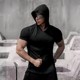 Summer ice-sensing quick-drying sports short-sleeved men's T-shirt top hooded elastic breathable tight muscle fitness American style