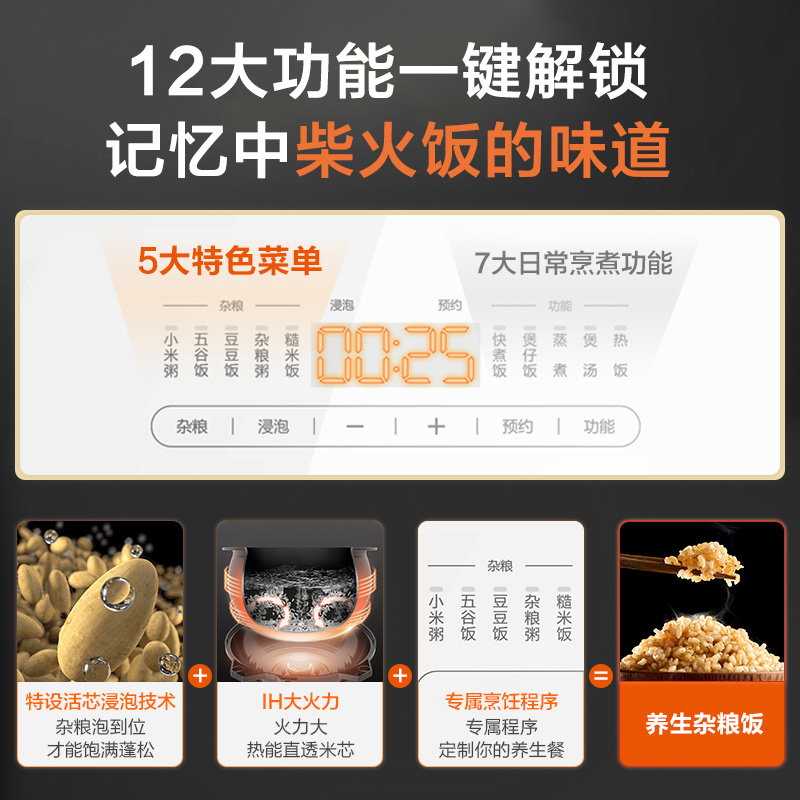 苏泊尔IH电饭煲家用球釜内胆迷你小型智能小电饭锅正品1-2升3-4人