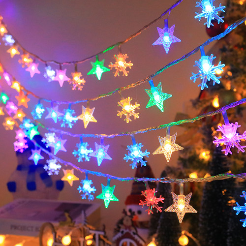 圣诞节装饰品雪花灯饰小彩灯闪灯串灯满天星星灯场景布置挂树氛围 - 图2