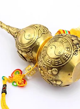 纯铜百草明咒六字真言铜葫芦挂件黑白六字大明咒铜葫芦大号款