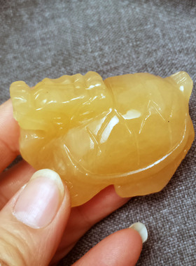 黄玉小龙龟摆件玉石龙龟手把件