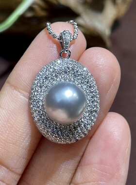 天然海水大溪地黑珍珠吊坠925银镶嵌送女友送闺蜜时尚大气