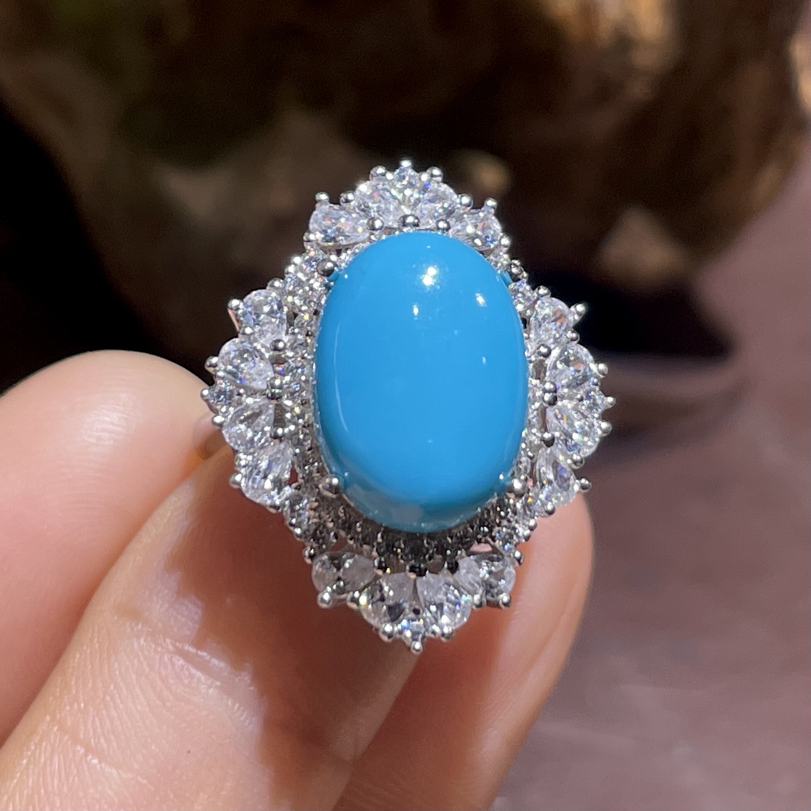 天然美国睡美人蓝松戒指925银镶嵌送女友送闺蜜礼物 - 图3