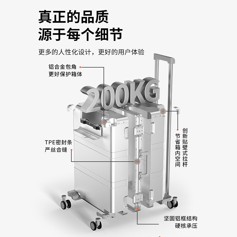 eben独立前仓铝镁合金拉杆箱商务高端旅行箱万向轮海关锁硬箱20寸 - 图1