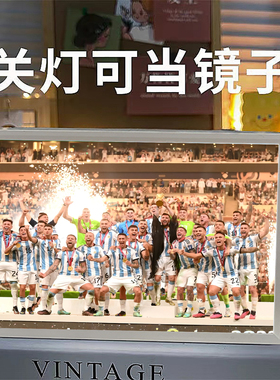 梅西周边桌面摆件镜子灯光画足球世界杯房间装饰纪念品送生日礼物