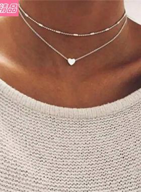 alloy multilayer necklace hip-hop girl clavicle chain choker