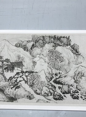 1:1古代山水名画真迹高清复制品清石涛江山胜揽图 绢布长卷古画