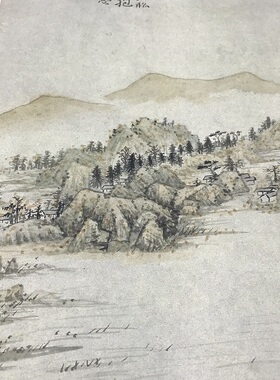 1:1名家真迹国画山水画古代名画宣纸复制品石涛对菊图 艺术微喷