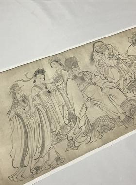 吴道子送子天王图国画复制白描人物宋代古画临摹原大高清微喷复制