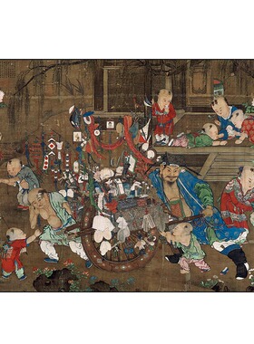 古画人物宋代著名画家苏汉臣货郎图真迹复制品画芯非手绘临摹装饰