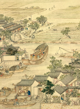 姑苏繁华图徐扬卷轴人物装饰画