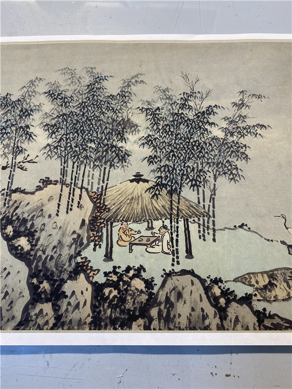 明 沈周 中秋赏月图 古代名家山水人物国画真迹微喷复制临摹学习