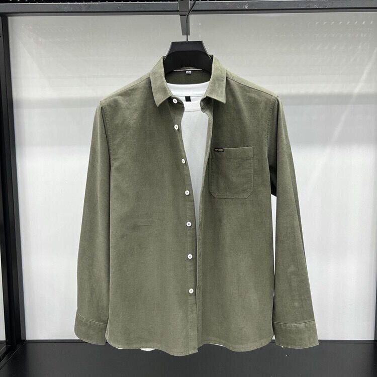 Long-sleeved corduroy all-match inch shirt 2025 business shirt men's autumn and winter new casual men's shirt trend