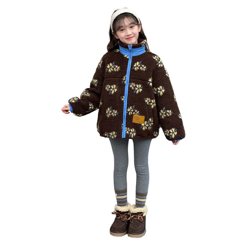 2025新款女童中大童秋冬季羊羔绒提花加厚保暖外套冬装休闲棉服,淘宝优惠券,粉丝福利购,淘宝优惠卷