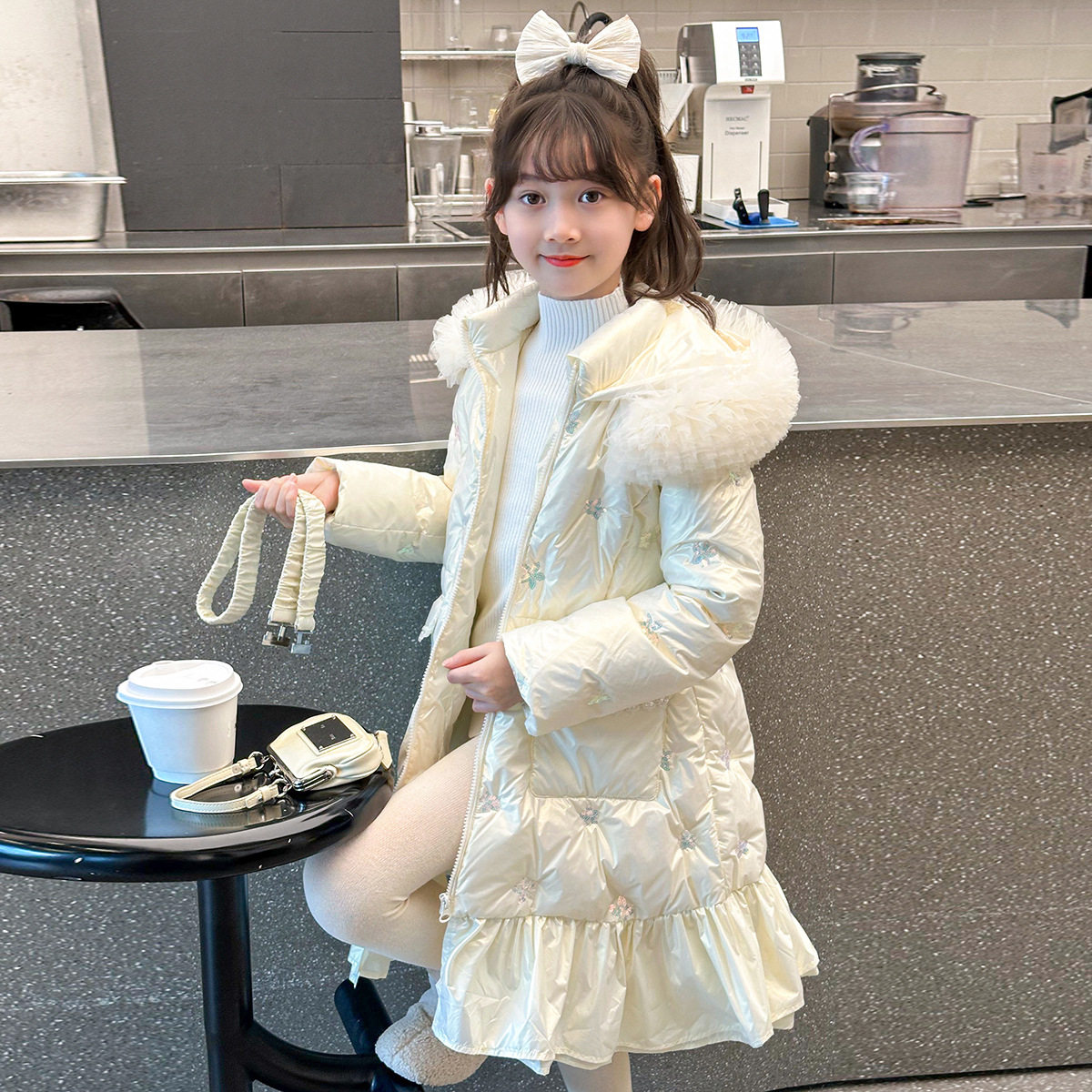 冬季亮片绣花面料儿童免洗羽绒棉服宝宝新款女孩女大童加厚中大童,淘宝优惠券,粉丝福利购,淘宝优惠卷