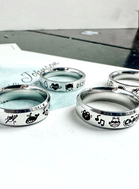 男女通用钛钢日韩免费刻字戒指