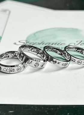 免费刻字戒指钛钢日韩男女通用