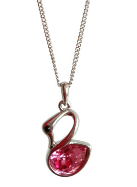 铜镀白金链奥地利水晶小天鹅吊坠