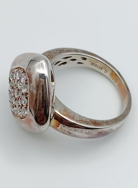 铜镀白金托菱型戒指耳环怀旧套装