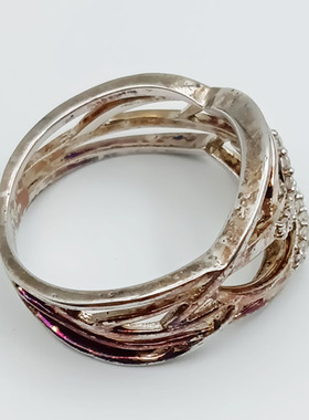 铜镀白金托树枝造型戒指怀旧复古