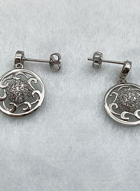 太阳花吊坠耳环怀旧铜镀白金项链