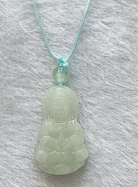 纯天然翡翠佛公观音吊坠男女项链