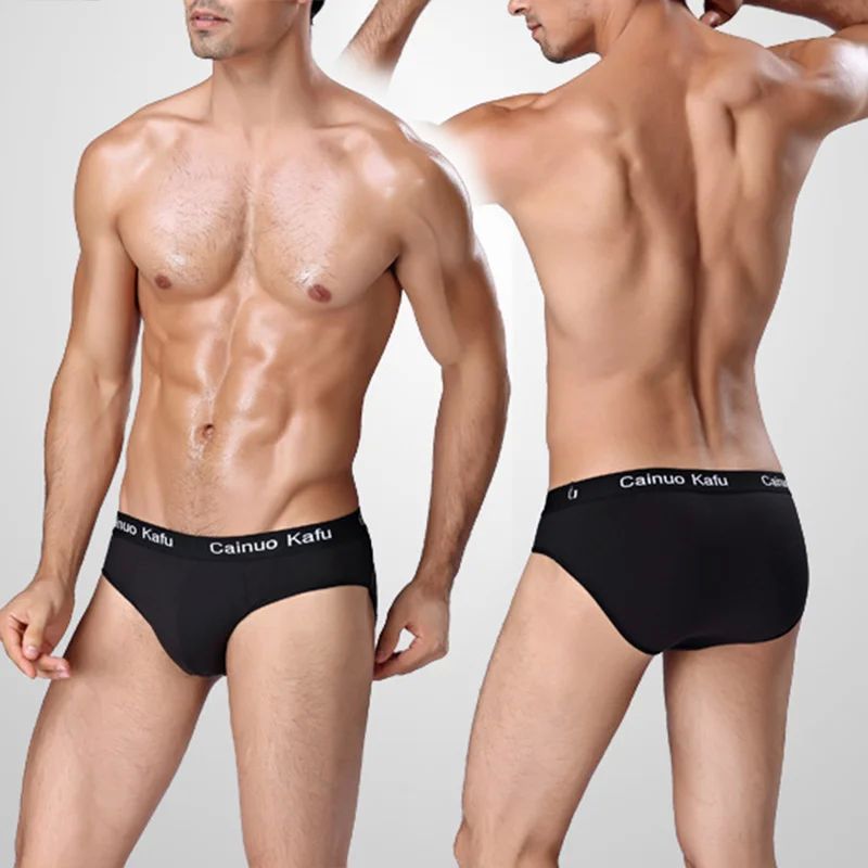 4pcs/Lot Men's Underwear Male Solid Briefs Underpants for Me-图0