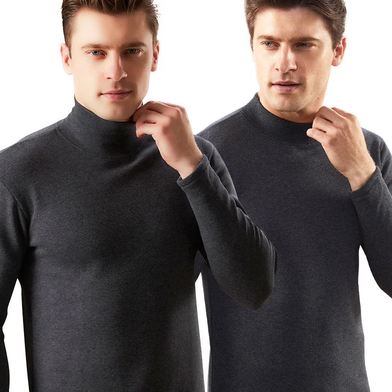 Thermal Underwear Men Fleece-Lined Thick Turtleneck Heated S - 图0