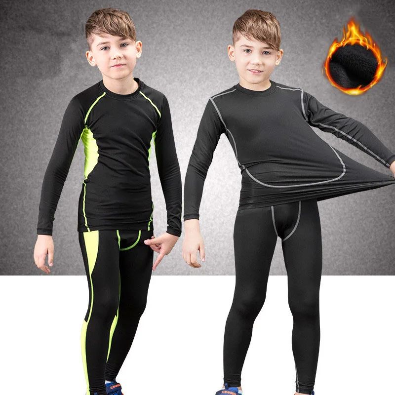 New Boys Thermal Underwear Set Children Plus Velvet Winter W - 图1