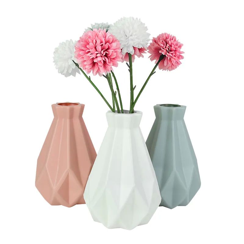 Modern Flower Vase White Pink Blue Plastic Vase Flower Pot B-图1