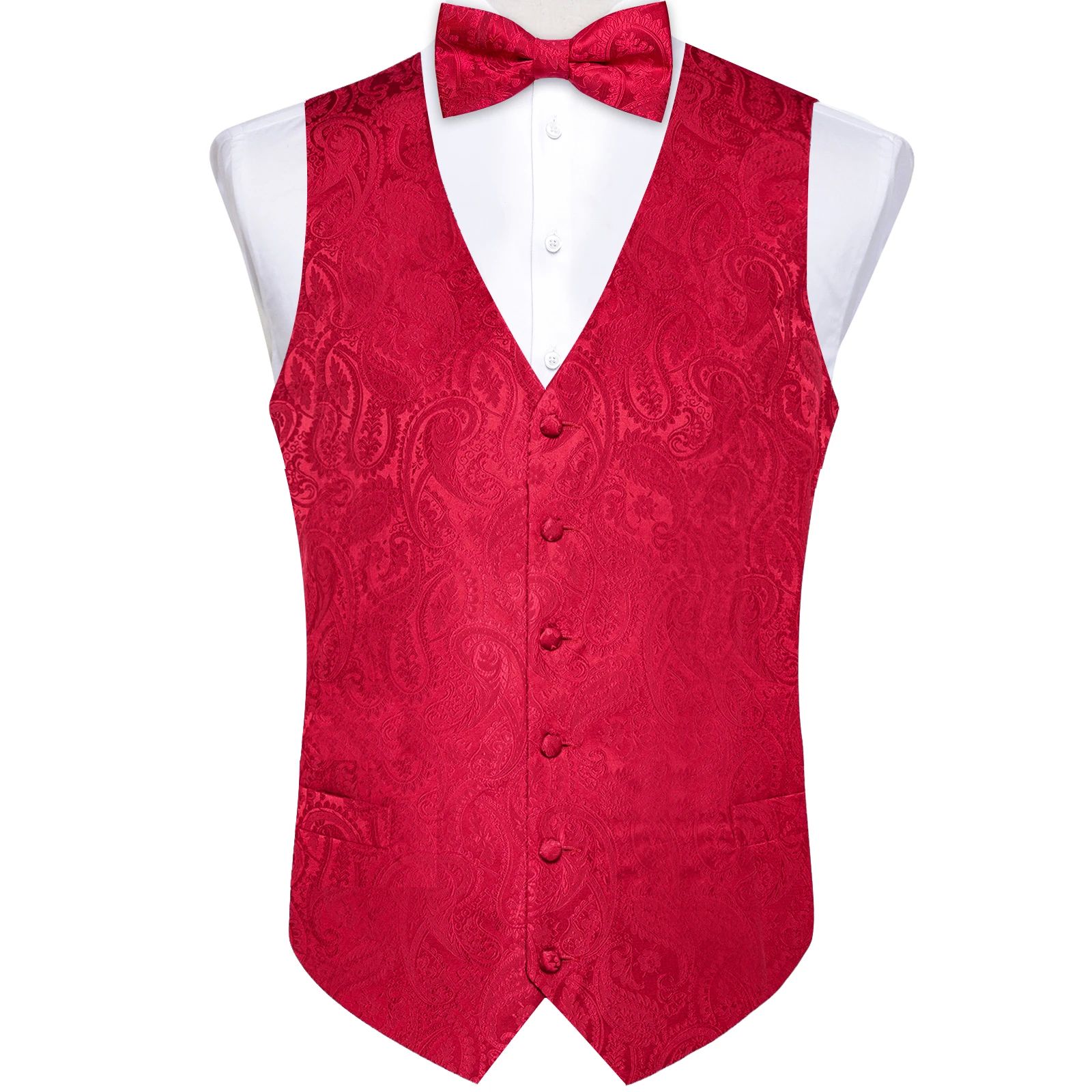 Wedding Red Slim Dress Men Vest Fashion Business Tuxedo Man - 图1