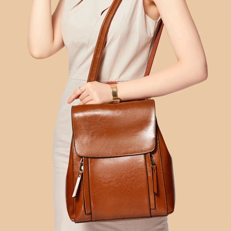 Women Backpack Cross body Shoulder Bag Genuine Leather Girls - 图3