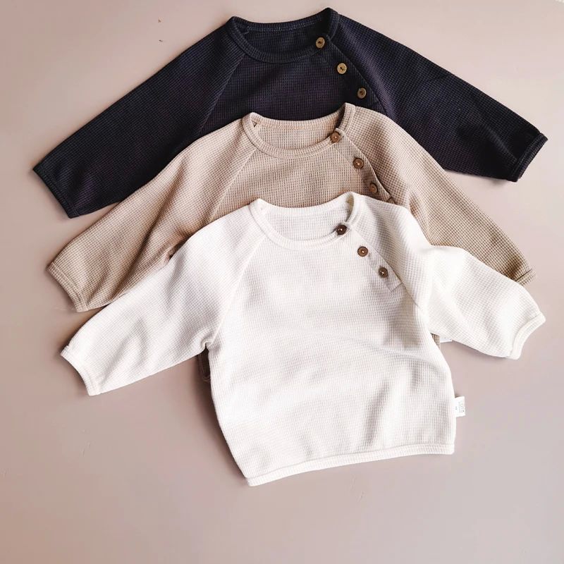 Children Sweatshirts Autumn Full Sleeve Waffle Cotton ops Bo - 图0