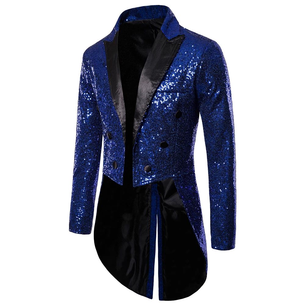 Men's Suit Round Sequin Button Tuxedo Stage Show Wedding Hos - 图2