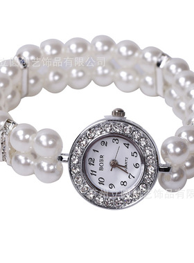 酷二丫高级感镶钻桃心手表女学生辣妹珍珠腕表手链闺蜜电子表礼物