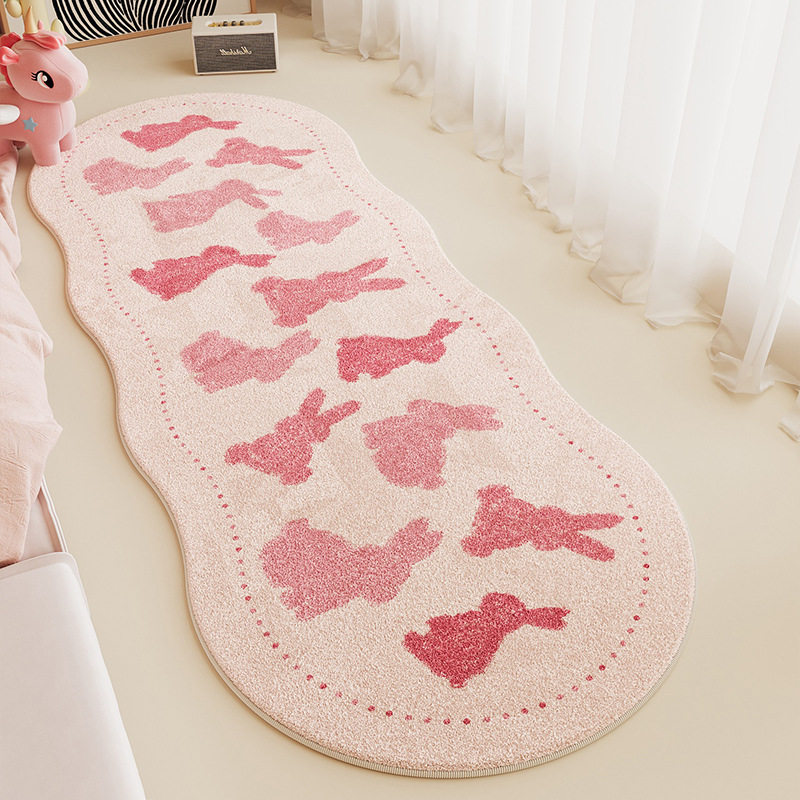 卡通粉色兔子床边毯卧室仿羊绒地垫心女孩房间床前毛绒地毯,淘宝优惠券,粉丝福利购,淘宝优惠卷