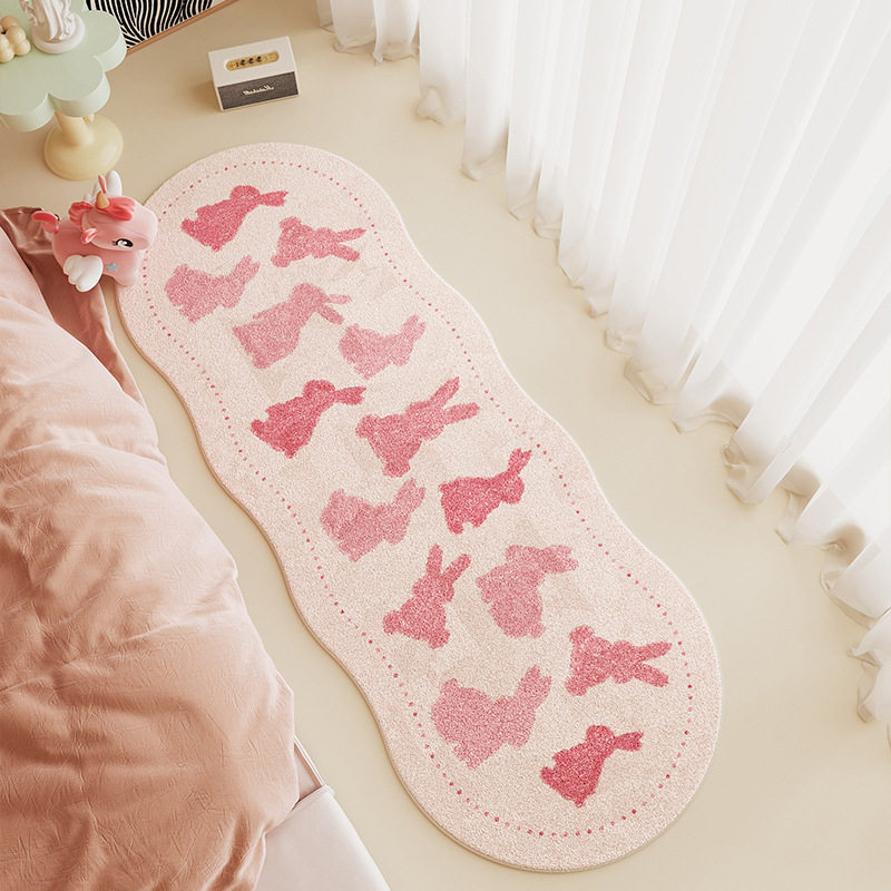 卡通粉色兔子床边毯卧室仿羊绒地垫心女孩房间床前毛绒地毯,淘宝优惠券,粉丝福利购,淘宝优惠卷