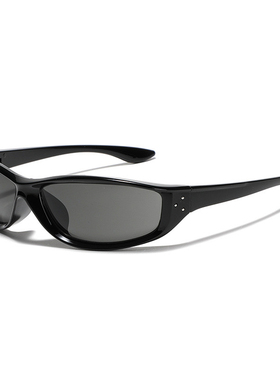 骑行眼镜圆形Y2K千禧风铆钉未来风墨镜女ins甜酷欧美太阳镜男新款