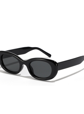 椭圆形墨镜女潮高级感2024新款白框眼镜潮防紫外线防晒灰色太阳镜